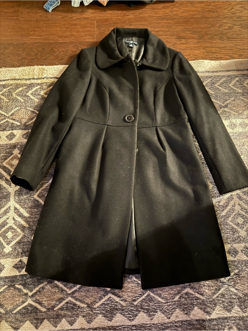 Womens GAP Black Wool Blend Button Coat
